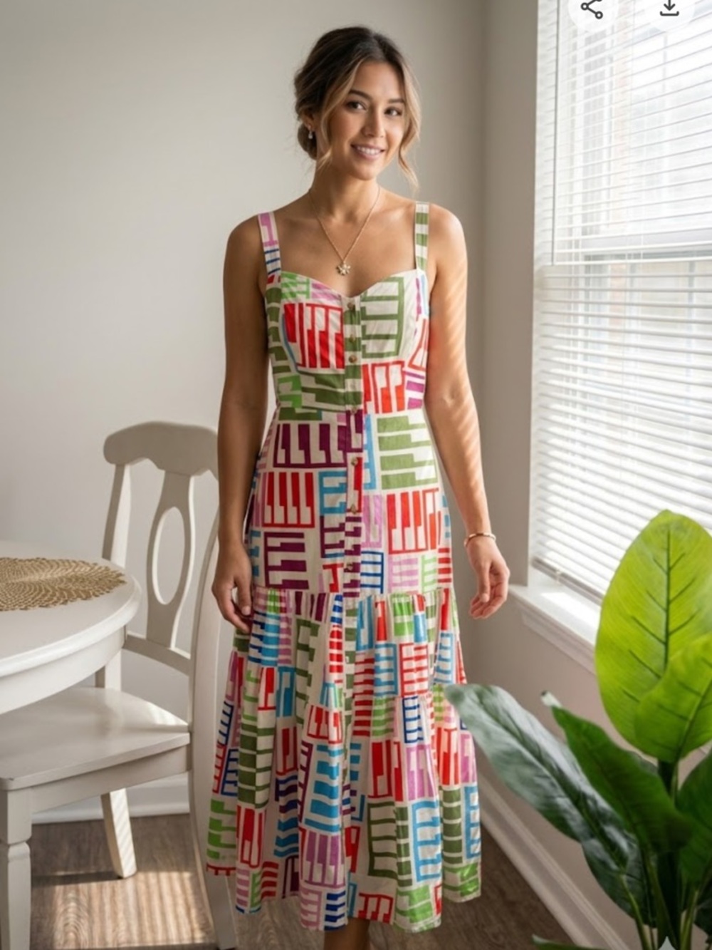 APEACH   Colorful Geometric Print Women's Dress. Size S